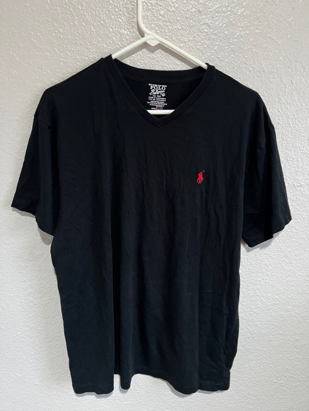 Polo by Ralph Lauren Black V-Neck Tee with Red Pony Logo